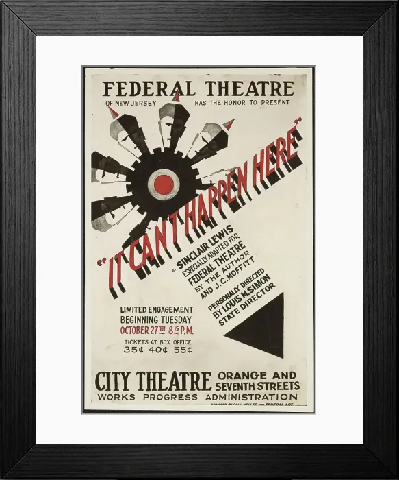 Framed Print : It Can't Happen Here, Newark, NJ, 1936. Creator: Unknown Framed Print : It Can't Happen Here, Newark, NJ, 1936. Creator: Unknown