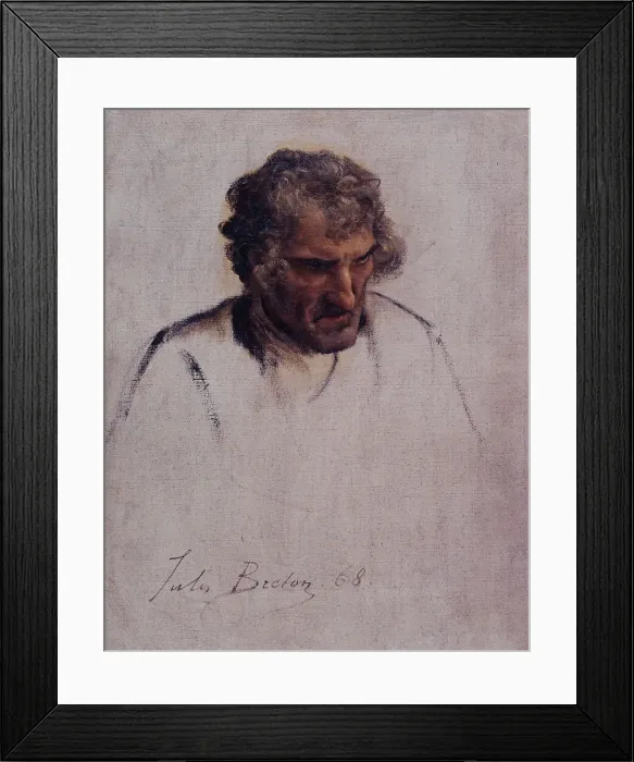 Framed Print : Tête de Breton, étude pour le Pardon, 1868. Creator: Jules Breton Framed Print : Tête de Breton, étude pour le Pardon, 1868. Creator: Jules Breton