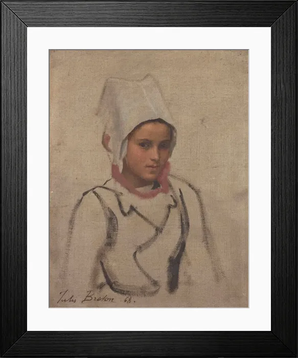 Framed Print : Tête de jeune Bretonne, étude pour le Pardon, 1868. Creator: Jules Breton Framed Print : Tête de jeune Bretonne, étude pour le Pardon, 1868. Creator: Jules Breton
