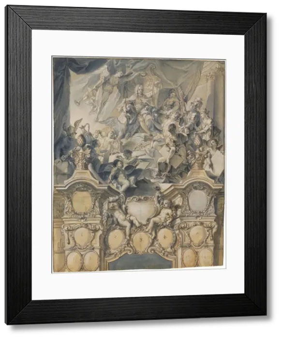 Framed Print : The Arts and Powers Pay Homage to Emperor Charles VI, 1732. Creator: Johann Evangelist Holzer Framed Print : The Arts and Powers Pay Homage to Emperor Charles VI, 1732. Creator: Johann Evangelist Holzer