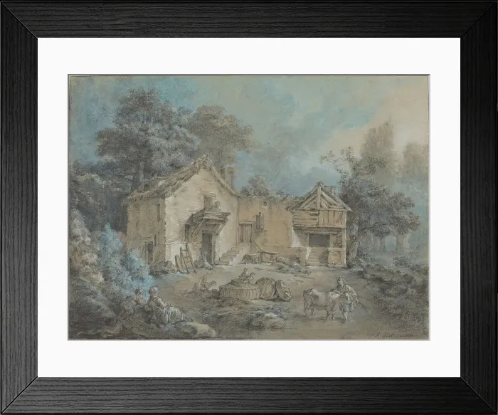 Framed Print : Farm Scene, 1779. Creator: Jean Baptiste Marie Huet Framed Print : Farm Scene, 1779. Creator: Jean Baptiste Marie Huet