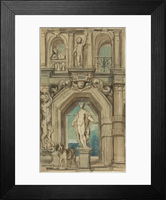 Framed Print : Design for a Wall Decoration [recto], 1640 / 1645. Creator: Jacob Jordaens