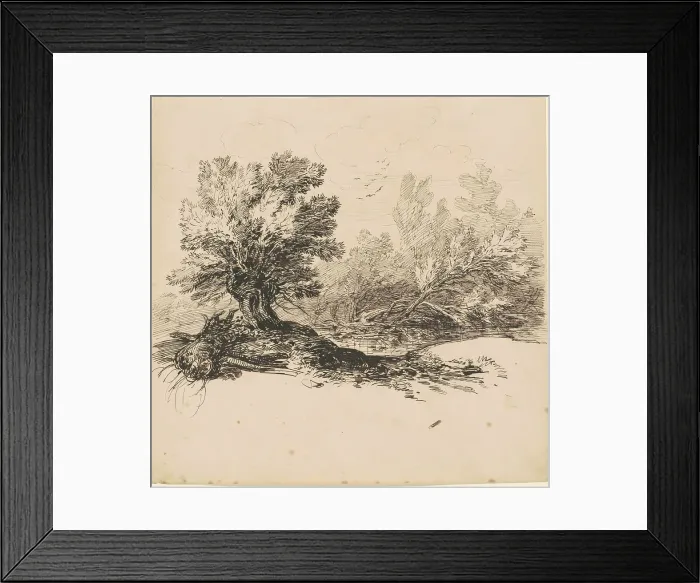 Framed Print : A Pollard Willow by a Stream, c. 1840. Creator: Hippolyte Lalaisse Framed Print : A Pollard Willow by a Stream, c. 1840. Creator: Hippolyte Lalaisse