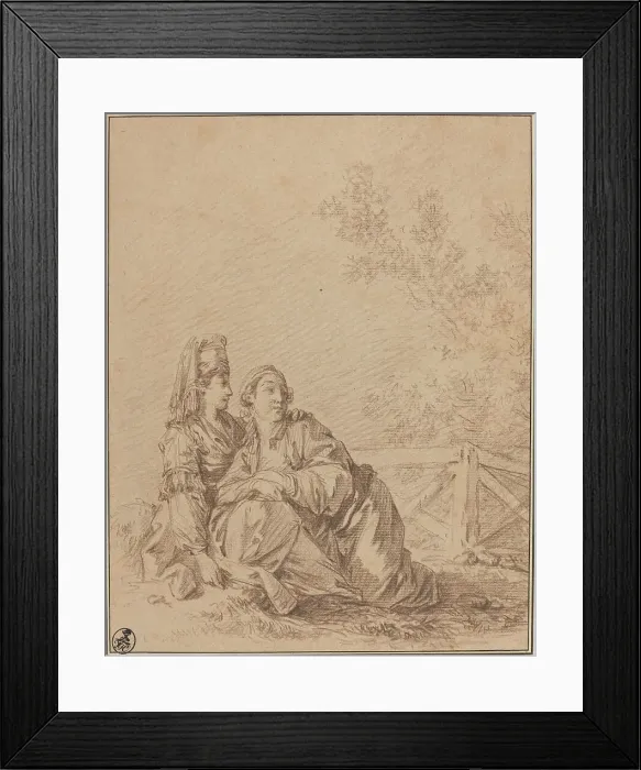 Framed Print : Two Russians Seated in Landscape. Creator: Jean Baptiste Le Prince Framed Print : Two Russians Seated in Landscape. Creator: Jean Baptiste Le Prince