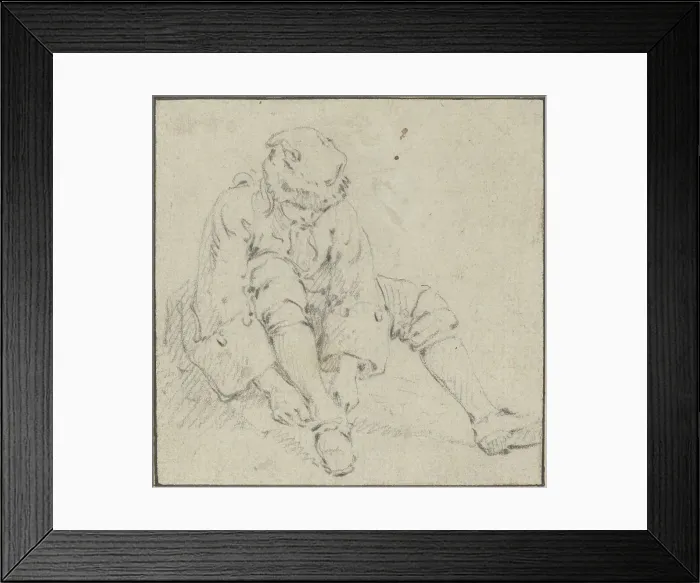 Framed Print : Man Pulling on His Shoe, 1761 / 1763?. Creator: Jean Baptiste Le Prince
