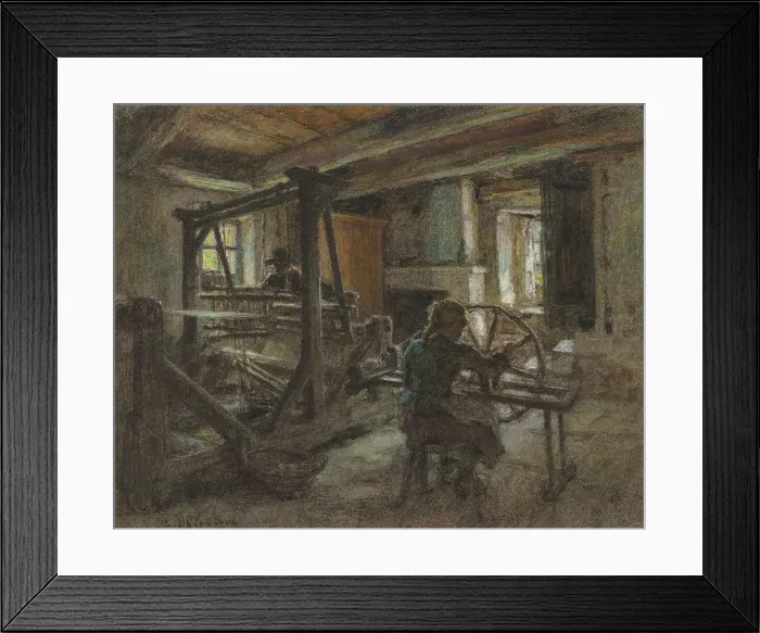 Framed Print : The Weaver's Cottage, c. 1903. Creator: Leon-Augustin Lhermitte Framed Print : The Weaver's Cottage, c. 1903. Creator: Leon-Augustin Lhermitte