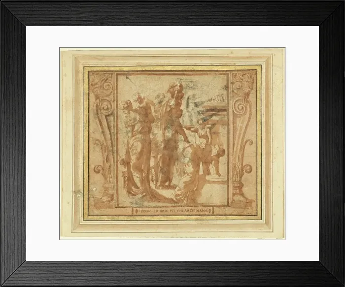 Framed Print : Women and Children at a Fountain. Creator: Pirro Ligorio Framed Print : Women and Children at a Fountain. Creator: Pirro Ligorio
