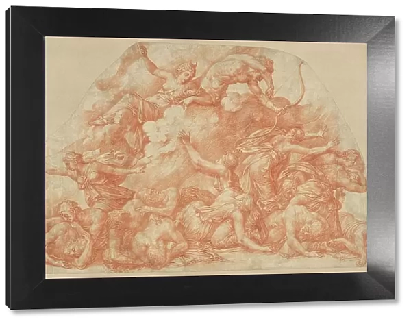 Diana and Apollo Slaughtering the Children of Niobe, c. 1550. Creator: Pirro Ligorio