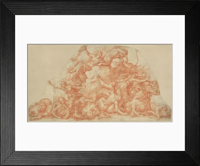 Framed Print : Diana and Apollo Slaughtering the Children of Niobe, c. 1550. Creator: Pirro Ligorio Framed Print : Diana and Apollo Slaughtering the Children of Niobe, c. 1550. Creator: Pirro Ligorio