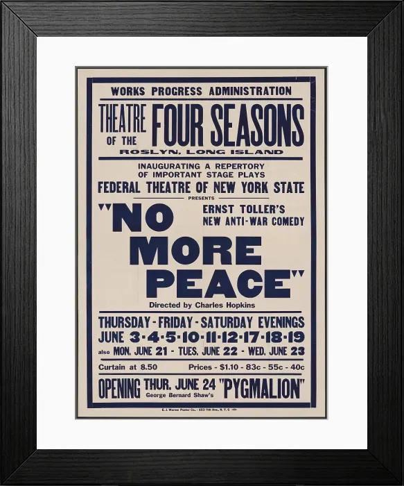 Framed Print : No More Peace, Roslyn, NY, 1937. Creator: Unknown Framed Print : No More Peace, Roslyn, NY, 1937. Creator: Unknown