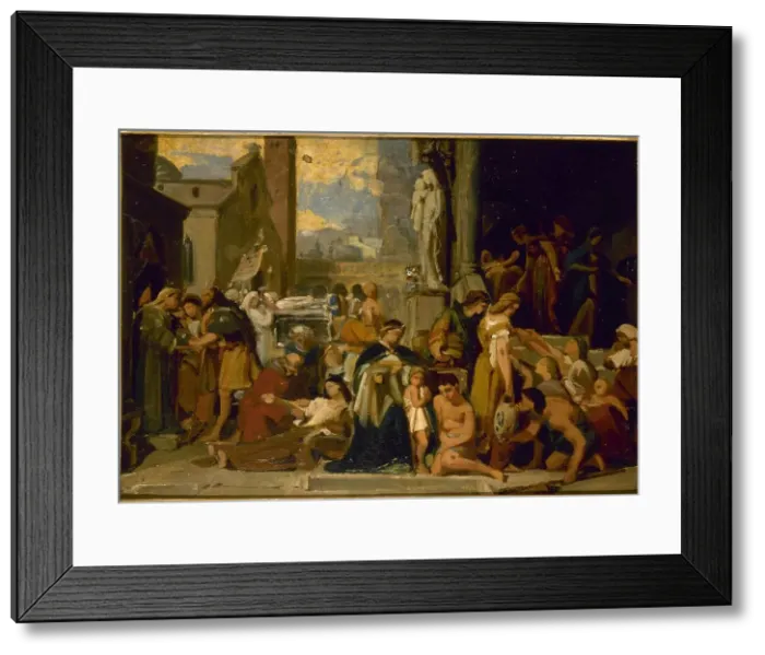 Framed Print : Esquisse pour l'église Sainte-Elisabeth : Les sept oeuvres de miséricorde, before 1848. Creator: Jean Louis Bezard Framed Print : Esquisse pour l'église Sainte-Elisabeth : Les sept oeuvres de miséricorde, before 1848. Creator: Jean Louis Bezard