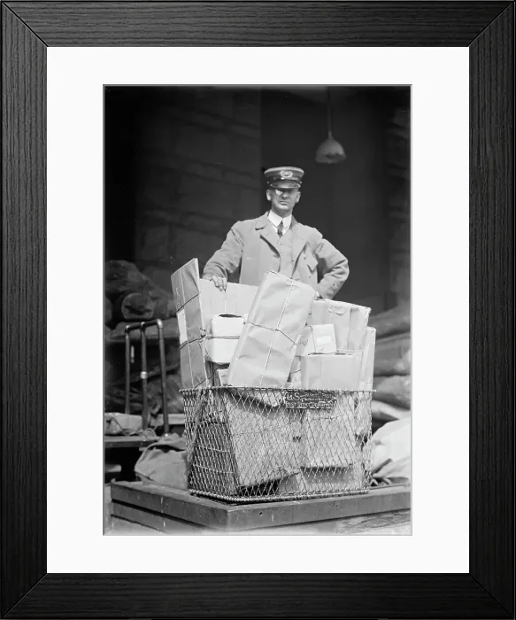 Framed Print : Post Office Department - Parcel Post, 1914. Creator: Harris & Ewing. Post Office Department - Parcel Post, 1914. Creator: Harris & Ewing Framed Print : Post Office Department - Parcel Post, 1914. Creator: Harris & Ewing. Post Office Department - Parcel Post, 1914. Creator: Harris & Ewing