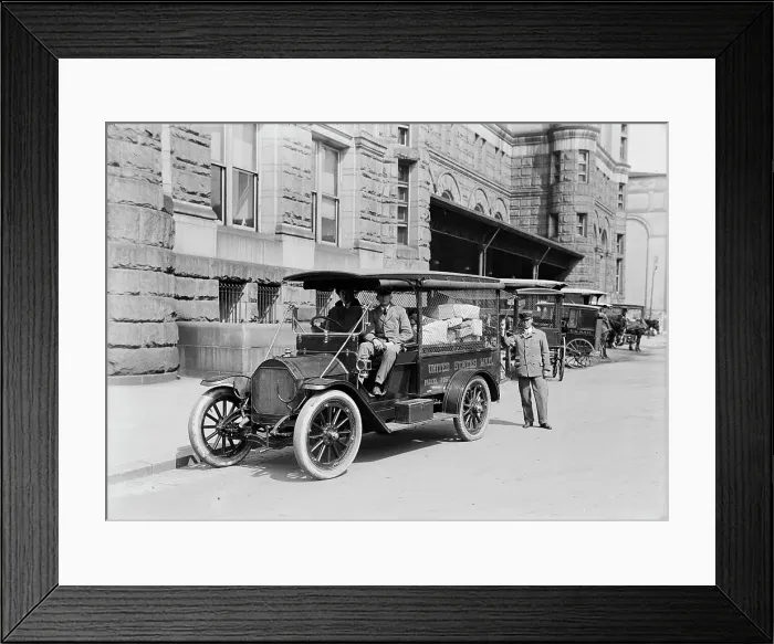Framed Print : Post Office Department - Parcel Post, 1914. Creator: Harris & Ewing. Post Office Department - Parcel Post, 1914. Creator: Harris & Ewing