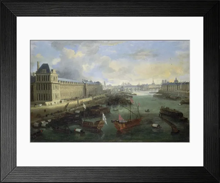 Framed Print : Grande Galerie of the Louvre, Pont-Neuf, the Cité, Collège des Quatres-Nations, around 1670... Creator: Unknown Framed Print : Grande Galerie of the Louvre, Pont-Neuf, the Cité, Collège des Quatres-Nations, around 1670... Creator: Unknown