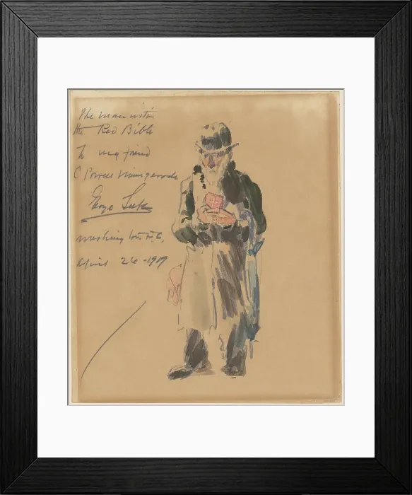 Framed Print : The Man with the Red Bible, 1919. Creator: George Benjamin Luks Framed Print : The Man with the Red Bible, 1919. Creator: George Benjamin Luks