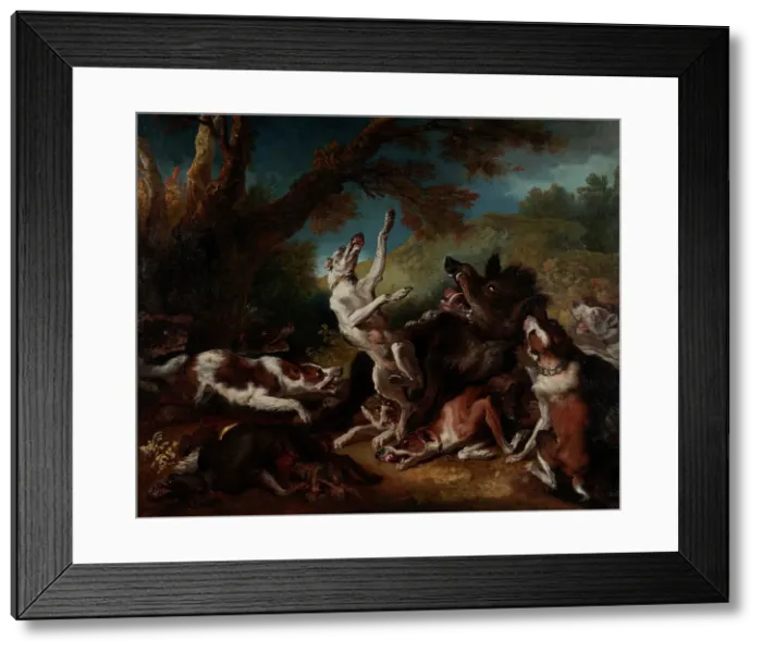 Framed Print : Chasse au sanglier, d'après Hondius, between 1686 and 1755. Creator: Jean-Baptiste Oudry Framed Print : Chasse au sanglier, d'après Hondius, between 1686 and 1755. Creator: Jean-Baptiste Oudry