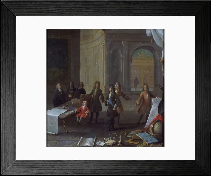 Framed Print : Louis XV as a child receiving a lesson, in the presence of Cardinal de Fleury and the... c1715-1725 Creator: Unknown