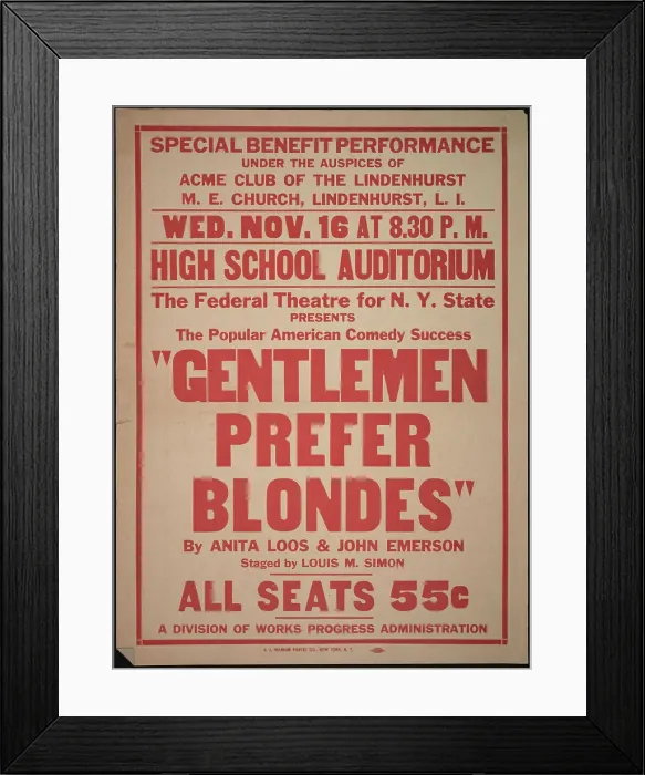 Framed Print : Gentlemen Prefer Blondes, Roslyn, NY, 1938. Creator: Unknown