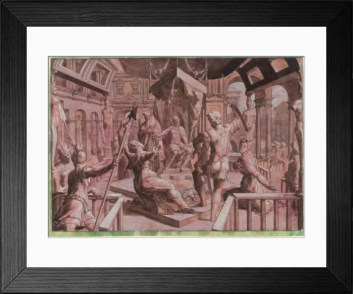Framed Print : The Judgment of Solomon, c. 1550. Creator: Master Of The Liechtenstein Adoration Framed Print : The Judgment of Solomon, c. 1550. Creator: Master Of The Liechtenstein Adoration