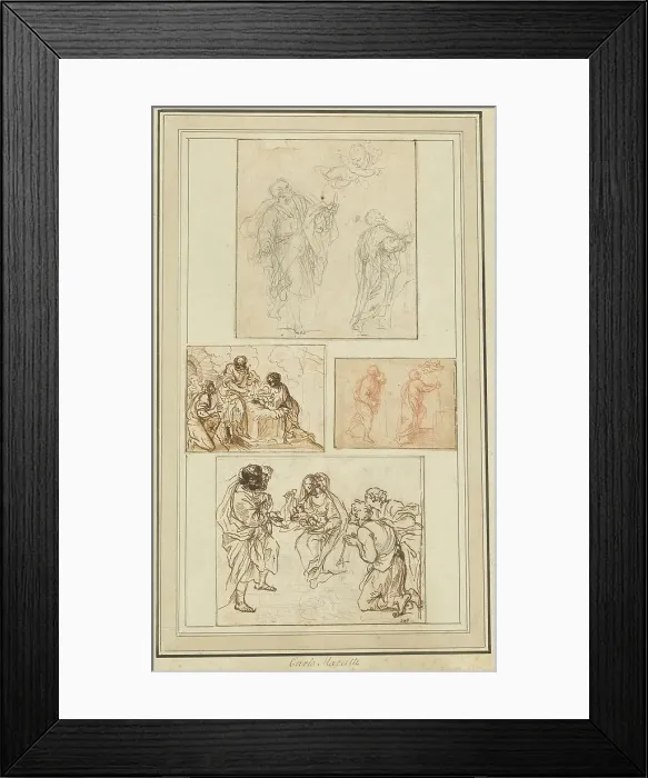 Framed Print : Studies of an Apostle Guided by an Angel and the Adoration of the Shepherds, 1720 / 1750. Creator: Agostino Masucci Framed Print : Studies of an Apostle Guided by an Angel and the Adoration of the Shepherds, 1720 / 1750. Creator: Agostino Masucci
