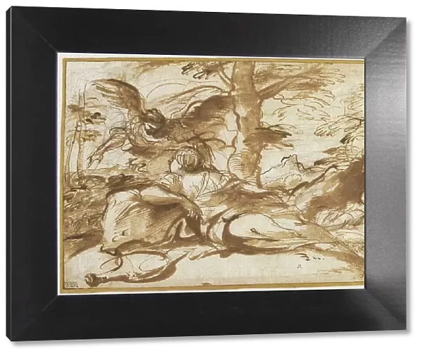 The Angel Appearing to Hagar in the Desert (recto), c. 1660. Creator: Pier Francesco Mola