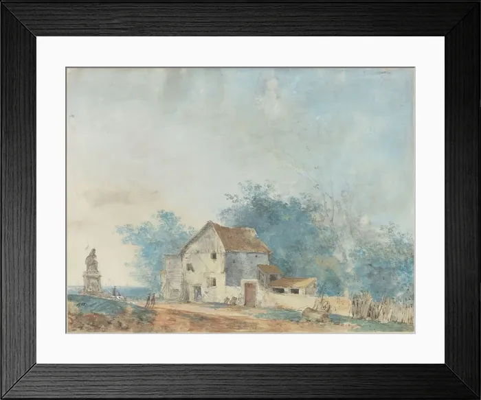 Framed Print : Landscape, late 1770s. Creator: Louis Gabriel Moreau Framed Print : Landscape, late 1770s. Creator: Louis Gabriel Moreau