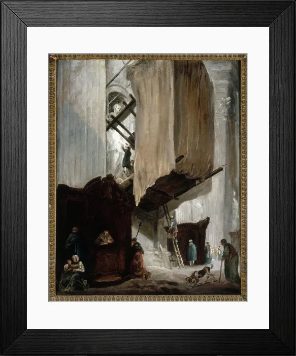Framed Print : Sculpteur travaillant à la statue d'un saint à Saint-Pierre de Rome, c.1758 c.1759. Creator: Hubert Robert Framed Print : Sculpteur travaillant à la statue d'un saint à Saint-Pierre de Rome, c.1758 c.1759. Creator: Hubert Robert