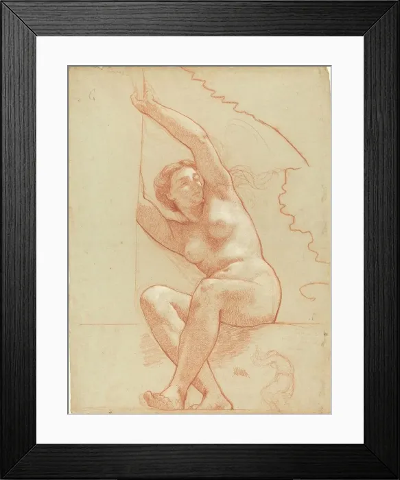 Framed Print : A Female Nude Seated on a Ledge, 1863 / 1866. Creator: Charles Louis Lucien Muller Framed Print : A Female Nude Seated on a Ledge, 1863 / 1866. Creator: Charles Louis Lucien Muller