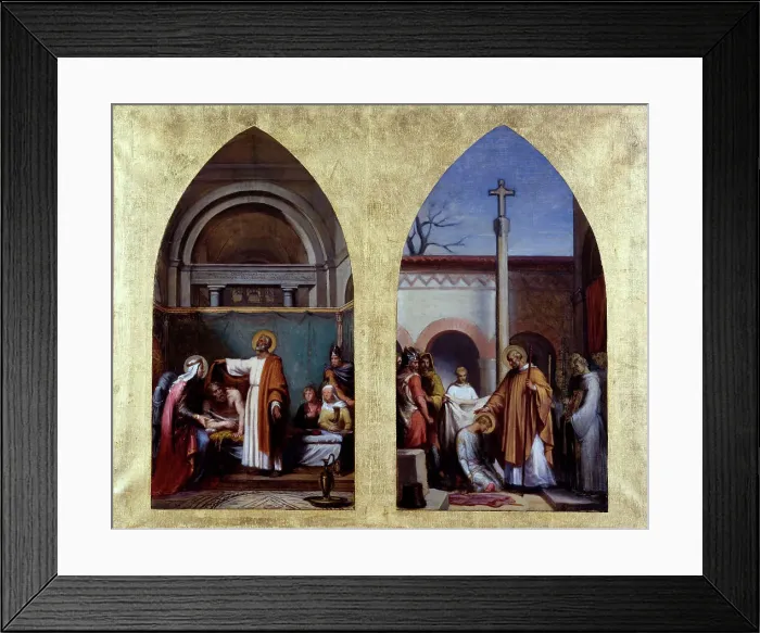 Framed Print : Esquisse pour l'église Saint-Séverin : Saint Séverin, abbé d'Agaune, guérit le roi Clovis... c.1850 Creator: Sebastien-Melchior Cornu