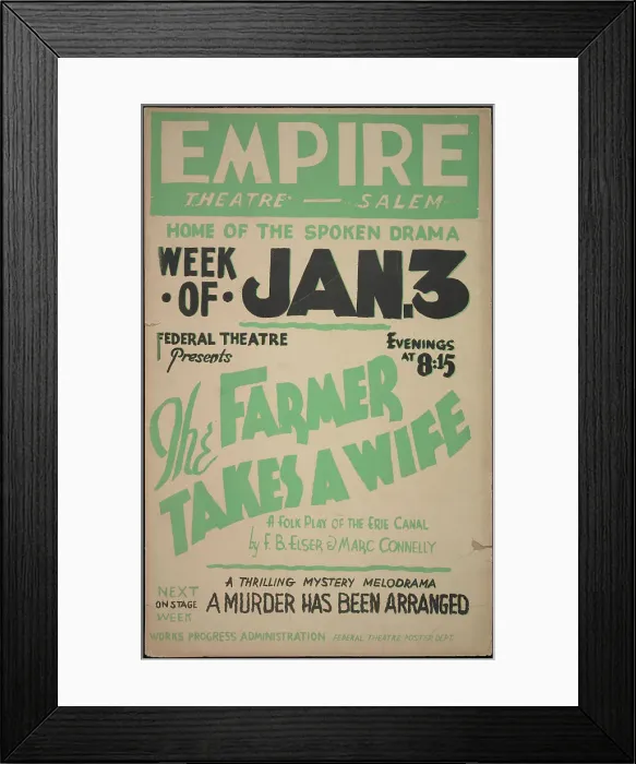 Framed Print : The Farmer Takes a Wife, Salem, MA, 1938. Creator: Unknown Framed Print : The Farmer Takes a Wife, Salem, MA, 1938. Creator: Unknown
