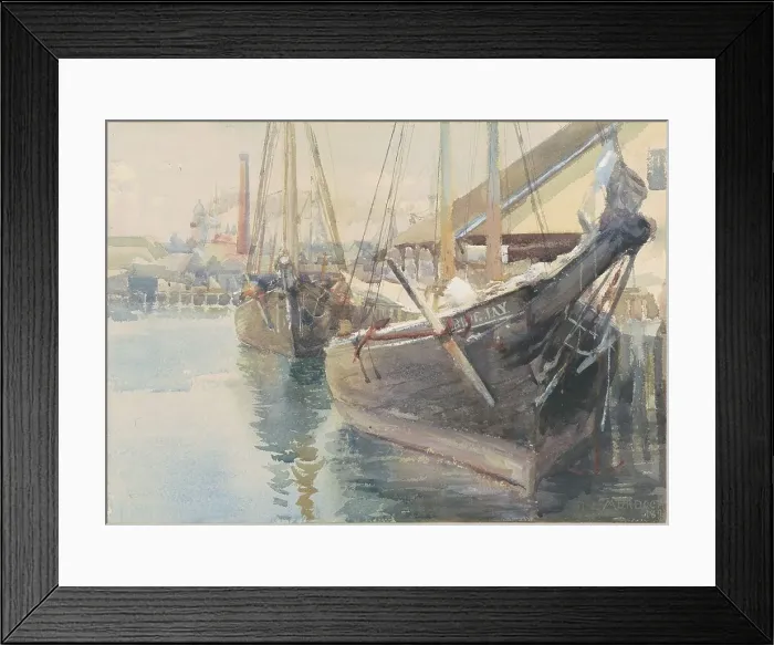 Framed Print : Ships at the Dock, 1893. Creator: Dora Louise Murdoch Framed Print : Ships at the Dock, 1893. Creator: Dora Louise Murdoch