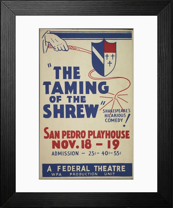 Framed Print : The Taming of the Shrew, San Antonio, 1936. Creator: Unknown Framed Print : The Taming of the Shrew, San Antonio, 1936. Creator: Unknown