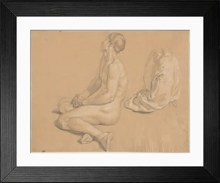 Framed Print : A Seated Man Nude and then Clothed, 1820s. Creator: Gustav Heinrich Nacke Framed Print : A Seated Man Nude and then Clothed, 1820s. Creator: Gustav Heinrich Nacke