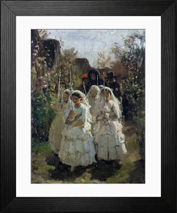 Framed Print : Les communiantes à Courrières, c.1855. Creator: Jules Breton Framed Print : Les communiantes à Courrières, c.1855. Creator: Jules Breton