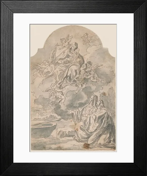 Framed Print : The Virgin and Child Appearing to Two Female Monastics, c. 1700. Creator: Unknown Framed Print : The Virgin and Child Appearing to Two Female Monastics, c. 1700. Creator: Unknown