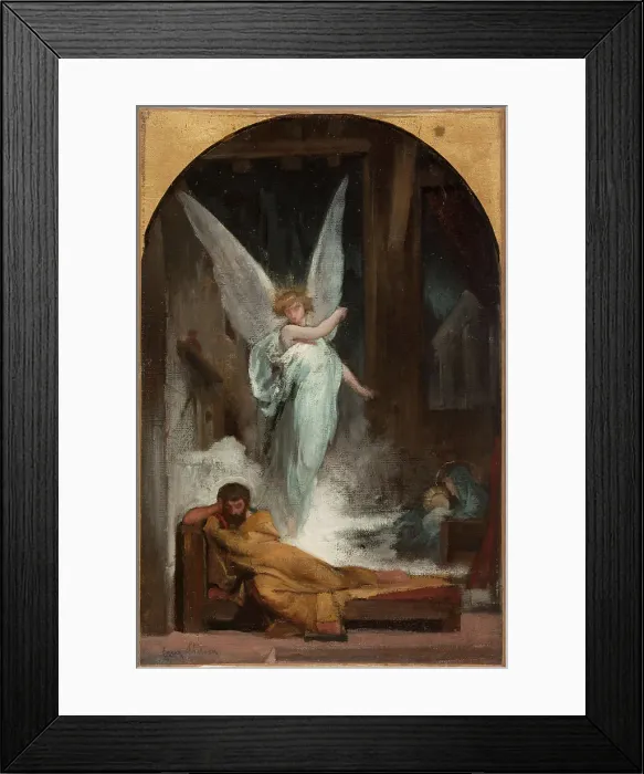 Framed Print : Sketch for the church of the Trinity : the dream of St Joseph, 1870. Creator: Eugène Romain Thirion Framed Print : Sketch for the church of the Trinity : the dream of St Joseph, 1870. Creator: Eugène Romain Thirion