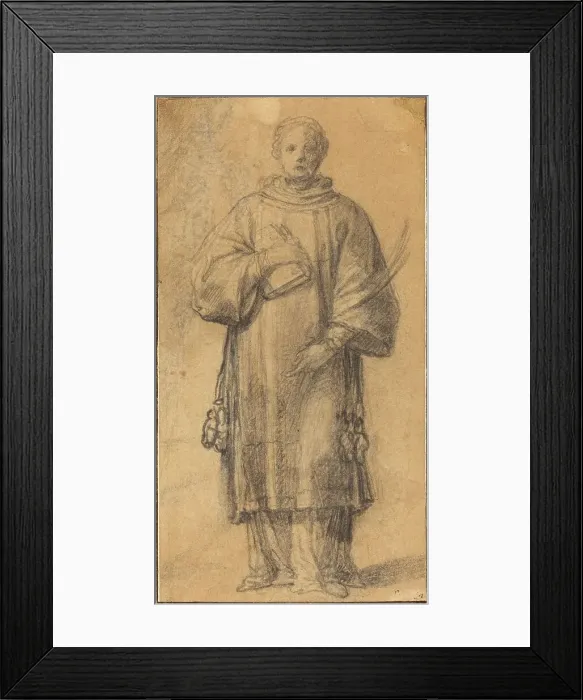 Framed Print : A Standing Saint Holding a Book and a Palm Frond. Creator: Unknown Framed Print : A Standing Saint Holding a Book and a Palm Frond. Creator: Unknown
