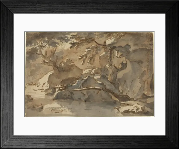 Framed Print : Landscape (after Paul Bril). Creator: Herman van Swanevelt Framed Print : Landscape (after Paul Bril). Creator: Herman van Swanevelt