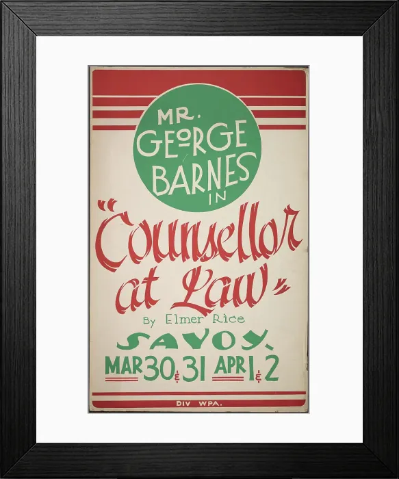 Framed Print : Counsellor at Law, San Diego, 1938. Creator: Unknown Framed Print : Counsellor at Law, San Diego, 1938. Creator: Unknown