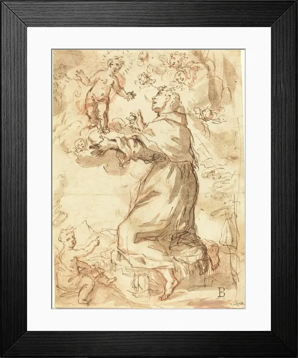 Framed Print : The Christ Child Appearing to Saint Francis. Creator: Unknown Framed Print : The Christ Child Appearing to Saint Francis. Creator: Unknown