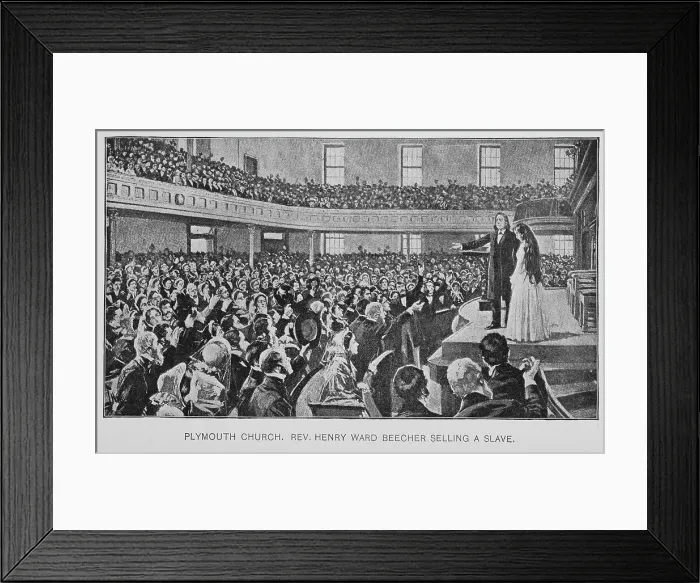 Framed Print : Plymouth Church. Rev. Henry Ward Beecher selling a slave, 1897. Creator: Unknown Framed Print : Plymouth Church. Rev. Henry Ward Beecher selling a slave, 1897. Creator: Unknown