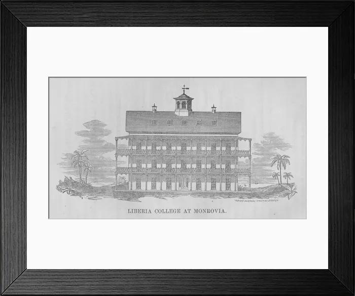 Framed Print : Liberia College at Monrovia. 1863. Creator: Richer Russell Framed Print : Liberia College at Monrovia. 1863. Creator: Richer Russell