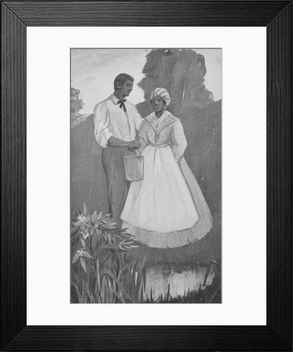 Framed Print : African American couple holding a pail, 1905. Creator: Unknown Framed Print : African American couple holding a pail, 1905. Creator: Unknown