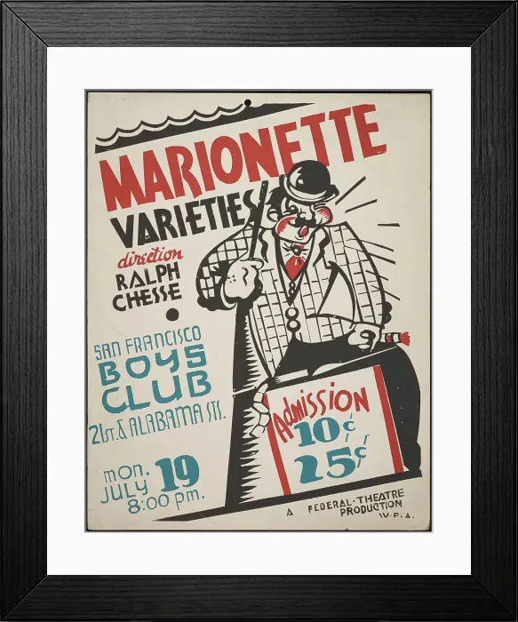 Framed Print : Marionette Varieties, San Francisco, [193-]. Creator: Unknown