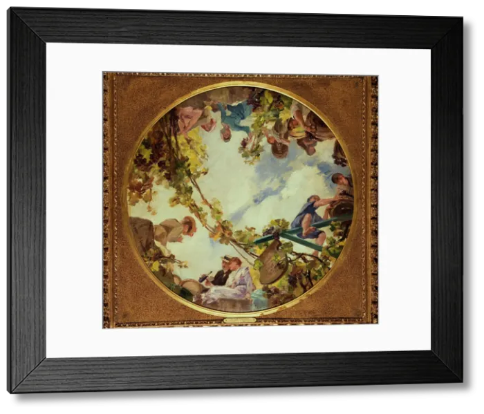 Framed Print : Vendanges en Bourgogne. Esquisse pour le plafond du Buffet de la gare de Lyon... c1900. Creator: Albert Maignan Framed Print : Vendanges en Bourgogne. Esquisse pour le plafond du Buffet de la gare de Lyon... c1900. Creator: Albert Maignan