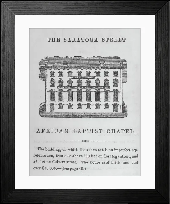 Framed Print : The Saratoga Street African Baptist Chapel, 1859. Creator: Unknown Framed Print : The Saratoga Street African Baptist Chapel, 1859. Creator: Unknown