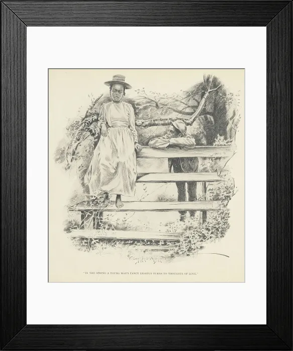 Framed Print : In the spring a young man's fancy lightly turns to thoughts of love, 1899. Creator: Jay Campbell Phillips Framed Print : In the spring a young man's fancy lightly turns to thoughts of love, 1899. Creator: Jay Campbell Phillips
