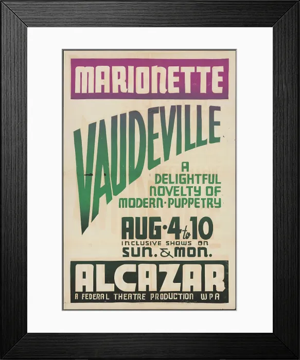 Framed Print : Marionette Vaudeville, San Francisco, 1937. Creator: Unknown Framed Print : Marionette Vaudeville, San Francisco, 1937. Creator: Unknown