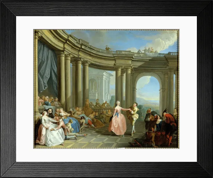Framed Print : Le menuet, 18th century. Creators: Sebastien Leclerc, Jean-Baptiste Pater Framed Print : Le menuet, 18th century. Creators: Sebastien Leclerc, Jean-Baptiste Pater