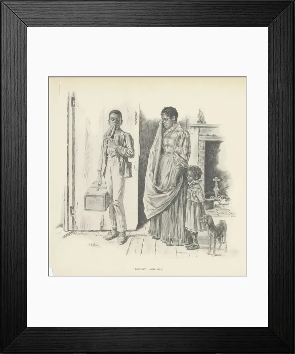 Framed Print : Breaking home ties, 1899. Creator: Jay Campbell Phillips Framed Print : Breaking home ties, 1899. Creator: Jay Campbell Phillips